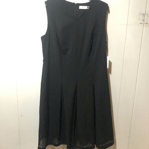 Calvin Klein Fit N Flare Scalloped Edge Dress